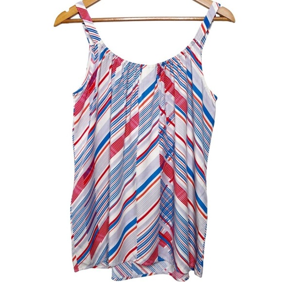 Cabi NWT Tassel Tank Top Red Blue White Striped Sleeveless Blouse Womens Small - Picture 4 of 8